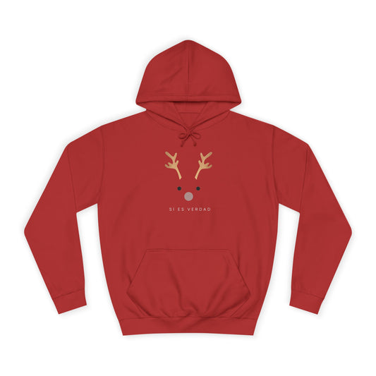 Reindeer Face Hoodie – Cute Minimal Christmas Sweatshirt