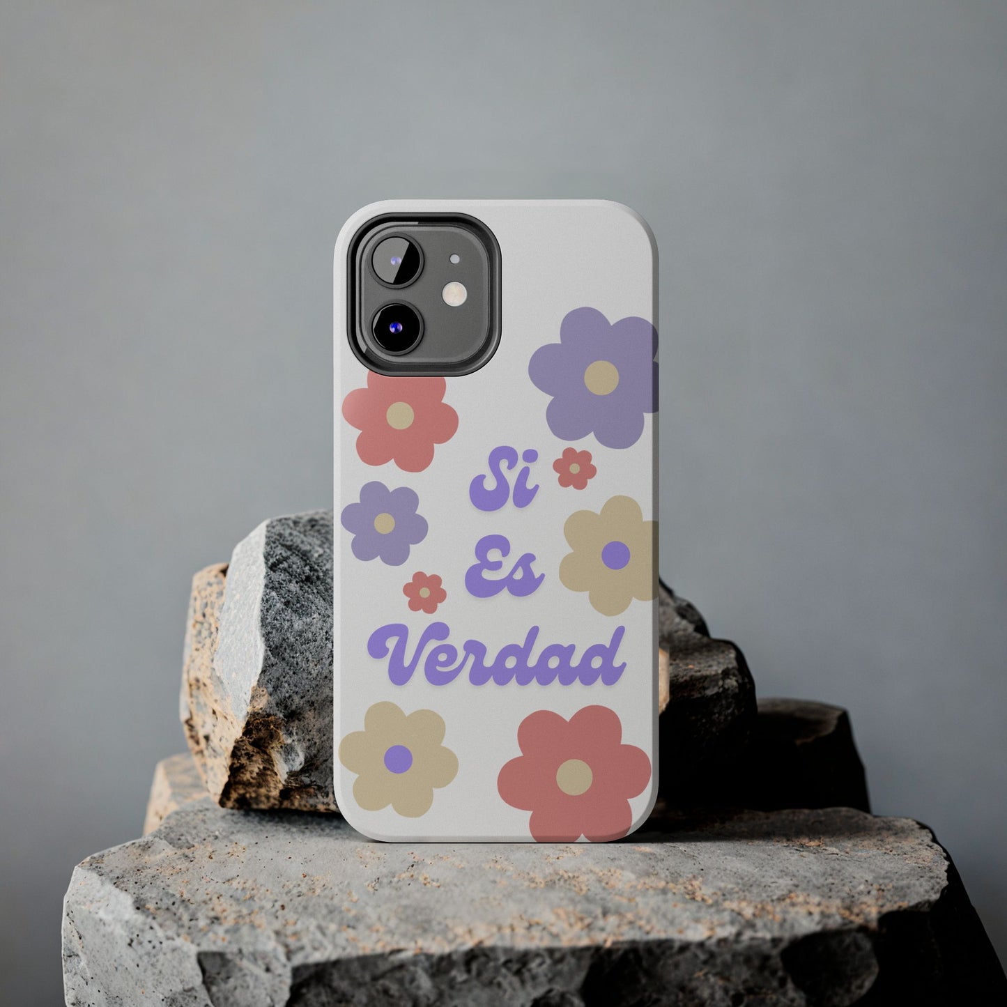 Floral Tough Phone Case - "Si Es Verdad" Design for Stylish Protection