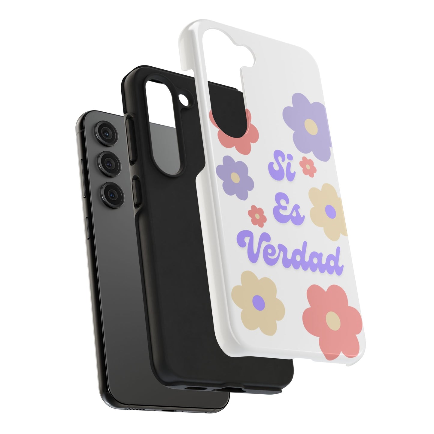 Floral Tough Phone Case - "Si Es Verdad" Design for Stylish Protection