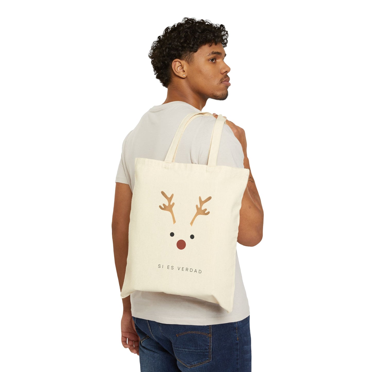 Christmas Reindeer Canvas Tote Bag