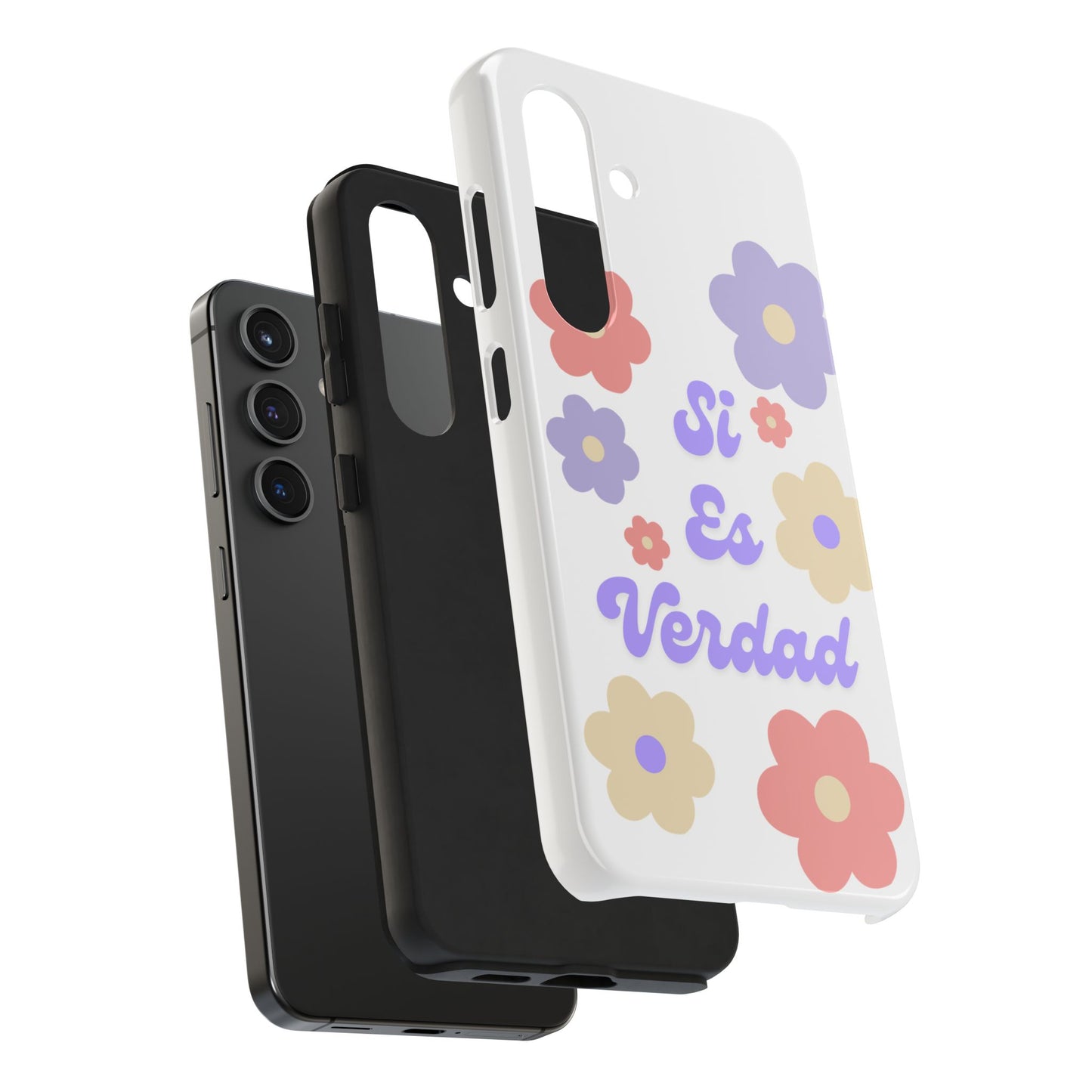 Floral Tough Phone Case - "Si Es Verdad" Design for Stylish Protection