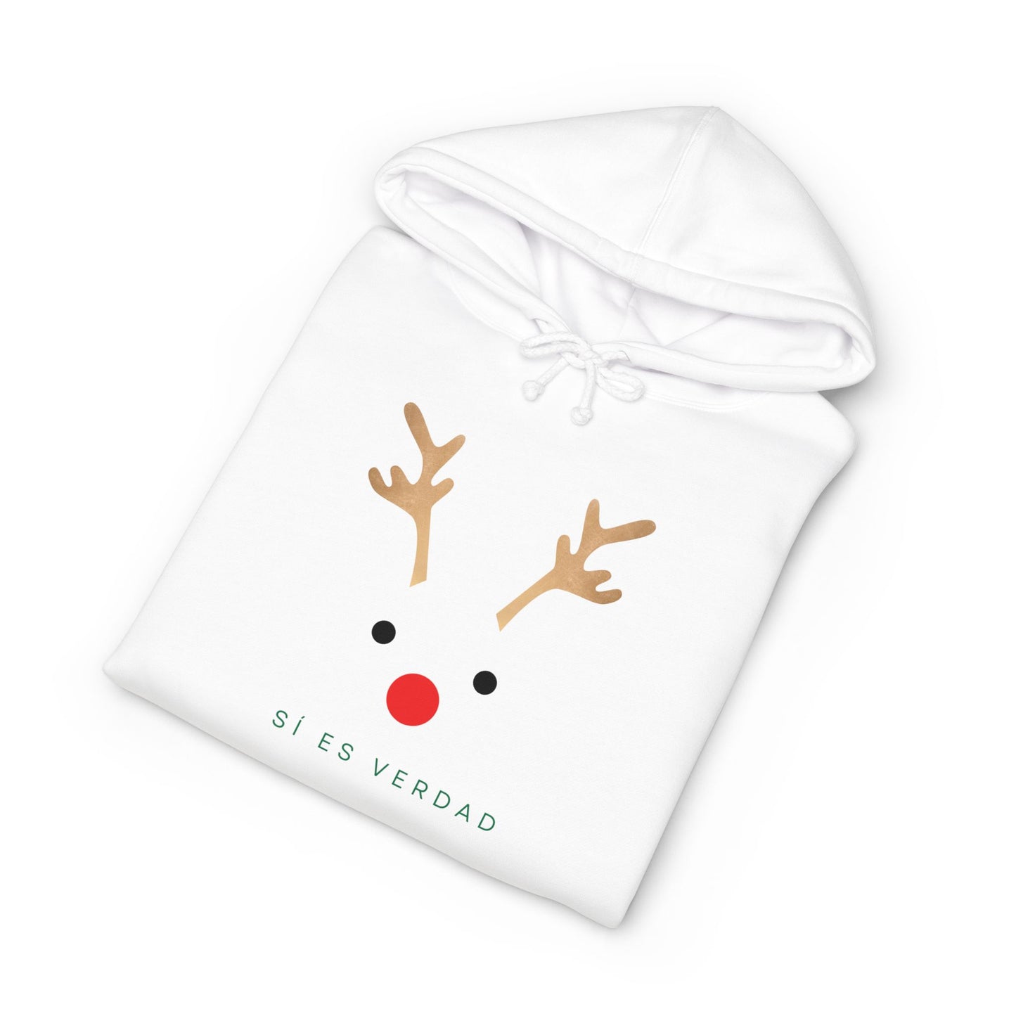 Hoodie — Minimal Reindeer ‘Si Es Verdad’ Holiday Pullover