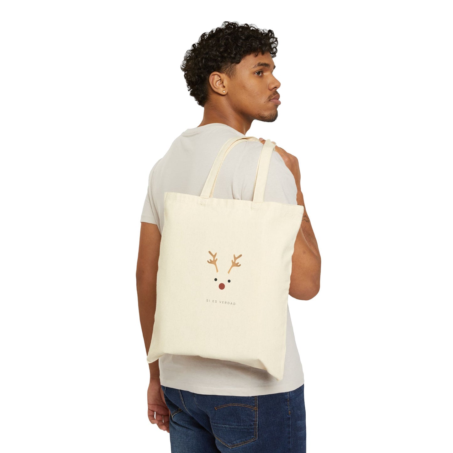 Christmas Reindeer Canvas Tote Bag
