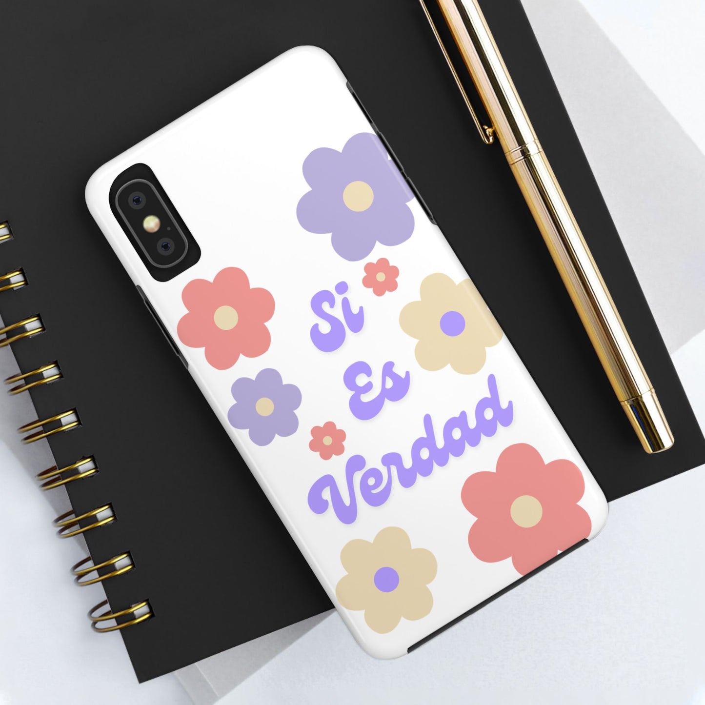 Floral Tough Phone Case - "Si Es Verdad" Design for Stylish Protection