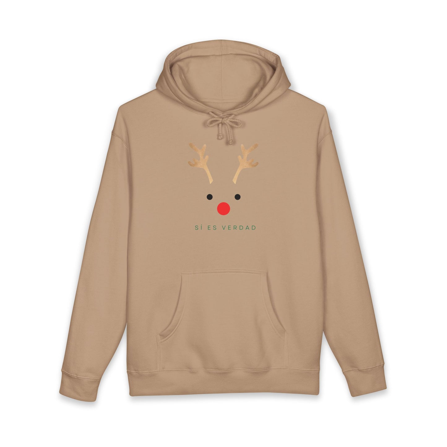 Hoodie — Minimal Reindeer ‘Si Es Verdad’ Holiday Pullover