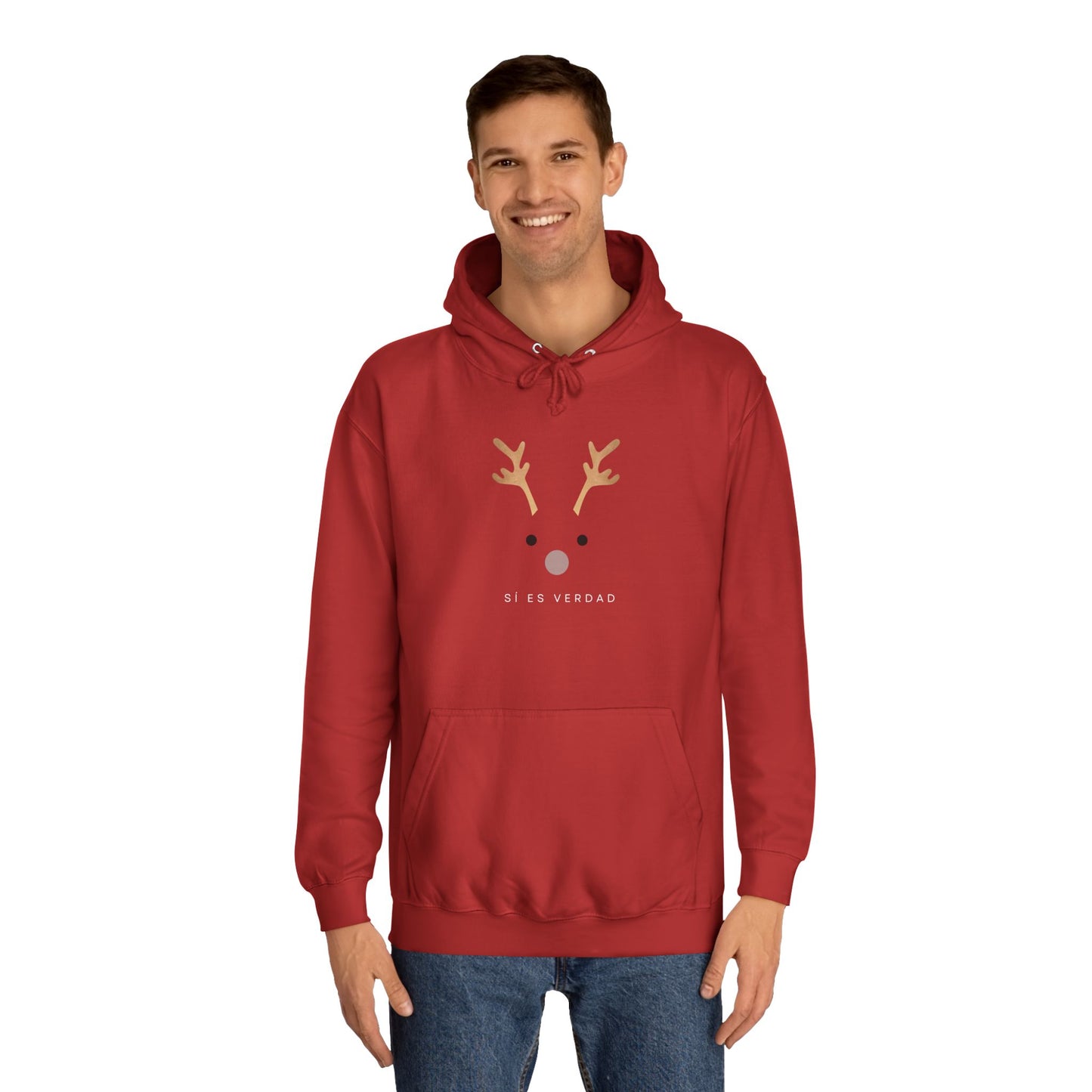 Reindeer Face Hoodie – Cute Minimal Christmas Sweatshirt