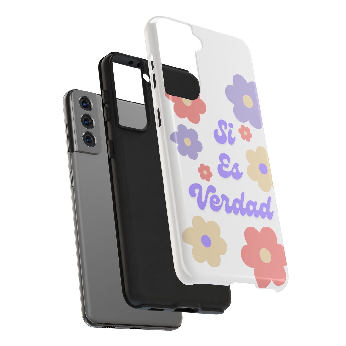Floral Tough Phone Case - "Si Es Verdad" Design for Stylish Protection