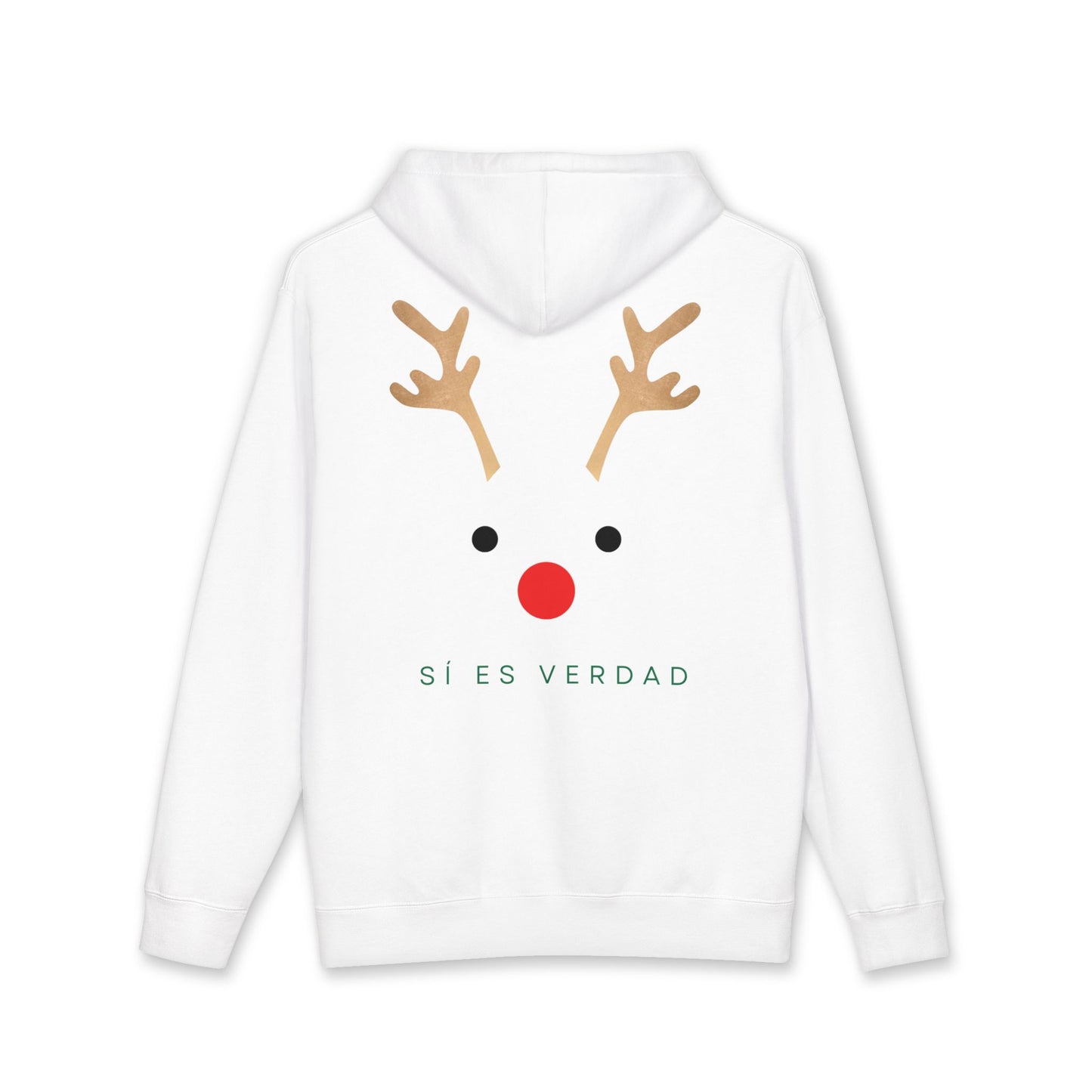 Hoodie — Minimal Reindeer ‘Si Es Verdad’ Holiday Pullover